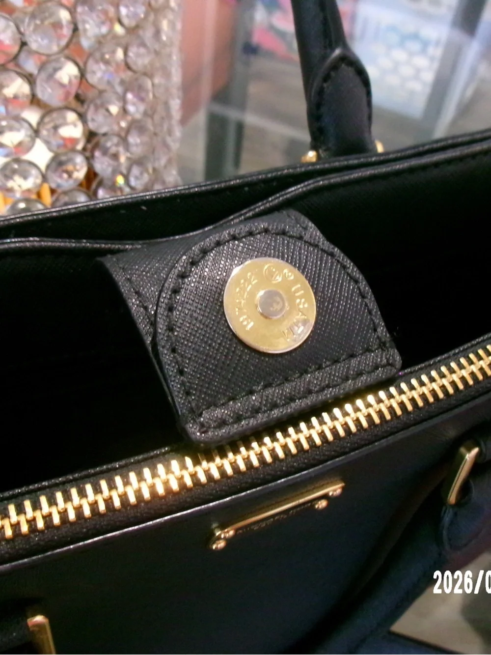 Michael Kors Navy Saffiano Crossbody Satchel with Gold Hardware